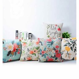 Elementary Fine Polyester Cushion Covers Floral Theme Pack of 5 - Multicolor-image-29