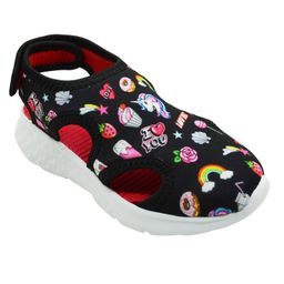 KazarMax Unicorn Printed Velcro Closure Sandals - Black-image-24