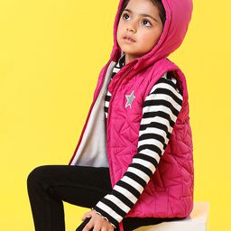 Babyhug Sleeveless Hooded Jacket - Pink-picture-16