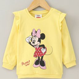 Babyhug Full Sleeve Sweatshirt Minnie Mouse Print - Yellow-image-74