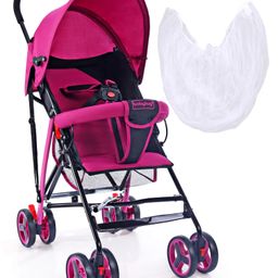 Babyhug Agile Baby Light Weight Stroller Buggy With Umbrella Fold - Pink & Black-24