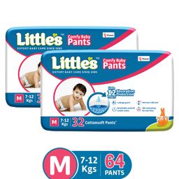 Little's Comfy Baby Pants Diapers Medium Size with Wetness Indicator and 12 hours Absorption, M (32 count) - (Pack of 2)-30