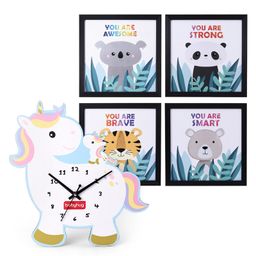 Babyhug Unicorn Shaped Wall Clock with Wooden Wall Poster Frame Medium Set-image-20