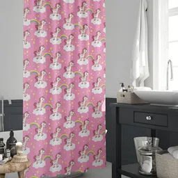 ArtzFolio Pink & White Printed Waterproof Shower Curtain-image-78