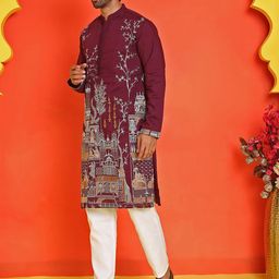 Jompers Men Ethnic Motifs Embroidered Regular Thread Work Kurta with Pyjamas image 3