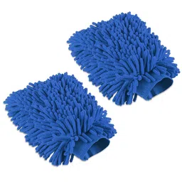 Kuber Industries 2-Pcs Blue Double Sided 50GSM Car Washing Gloves-57