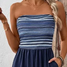all about you Women Strapless Striped Basic Jumpsuit-image-48