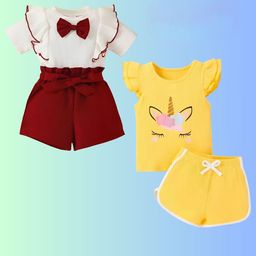 4YOU DRESSES Girls Pack Of 2 Printed Tops With Shorts-image-19