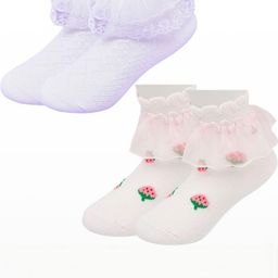 NESKA MODA Kids Girls Pack Of 2 White Ankle Length Socks-picture-10
