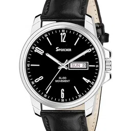 SPENCHER Me Leather Straps Analogue Watch SW Track Number Black Dial DD 306BK-29