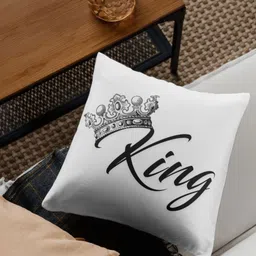 Loops n knots White & Black King Printed Square Shaped Cushion With Filler-picture-24