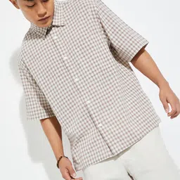 max Men Micro Checked Spread Collar Cotton Casual Shirt-picture-2