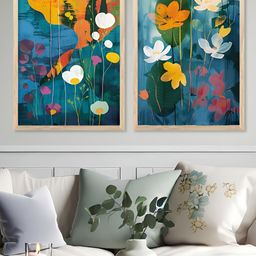Kotart Brown & Orange 2 Pieces Floral And Botanical Wooden Wall Arts-picture-8