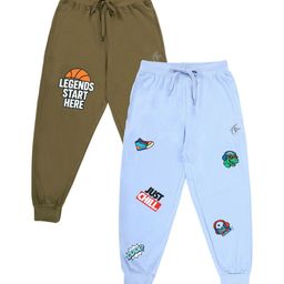 KiddoPanti Boys Pack Of 2 Printed Pure Cotton Joggers-picture-35