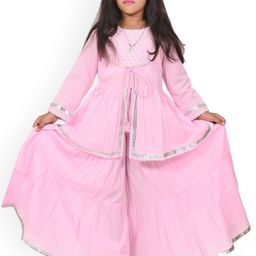 GIANNA Girls Ethnic Motifs Yoke Design Regular Gotta Patti Kurta with Sharara-picture-25