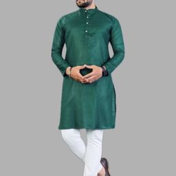 ANUJ FASHION Men Bottle Green Solid Mandarin Collar Festive Ethnic Kurta-picture-44
