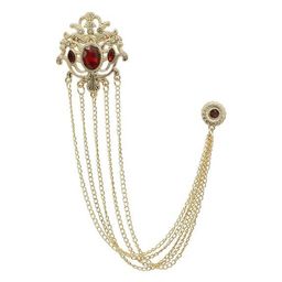 ADORN Men Rhinestone Floral 5 Layer Glittering Rhinestone Studded Chain Brooch-image-62