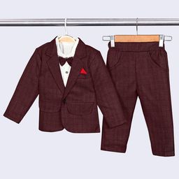 Hikuj Boys Checked 3 Piece Suit-21