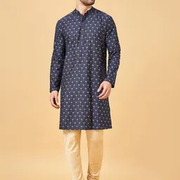 indus route by Pantaloons Men Geometric Flared Sleeves Thread Work Pathani Kurta-picture-13