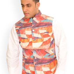 Exotic India Abstract Digital Printed Woven Nehru Jacket-13