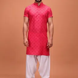 SHIWAM ETHNIX Men Geometric Printed Mandarin Collar Regular Kurta-16