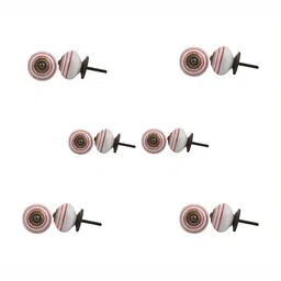 Indianshelf White & Red 6 Pieces PrintedCeramic Knobs-17