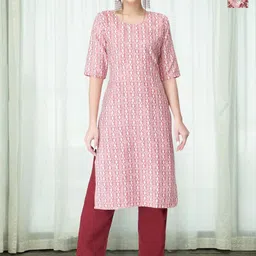 HERE&NOW Women Ethnic Motifs Printed Regular Kurta with Trousers-picture-14