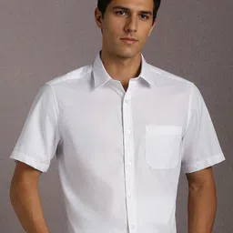 Louis Philippe Textured Spread Collar Regular Fit Pure Cotton Shirt-picture-11