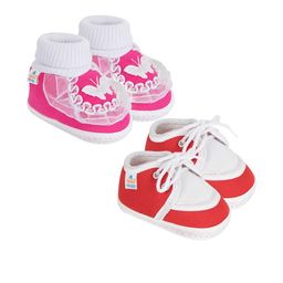 Neska Moda 3 To 12 Month 2 Pair Newborn Unisex Baby Skin Friendly Soft Cotton Lace Shoe Booties (Toe to Heel Length - 12 cm, Red, Rani)-51