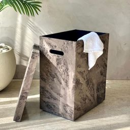 Mason Home Indo Mocha Brown Marble Textured Laundry Bag-29