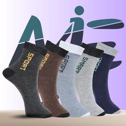 MJE Unisex Pack Of 5 Printed Anti-Odour Ankle-Length Socks-image-82