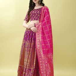 LADY SHOPI Ready to Wear Lehenga & Unstitched Blouse With Dupatta-image-23