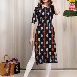 HERE&NOW Selection Of 3 Ethnic Motifs Printed Round Neck Straight Kurta-image-38