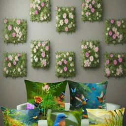 JEXHOME Green 5 Pieces Animal Printed Satin Square Cushion Covers-image-79