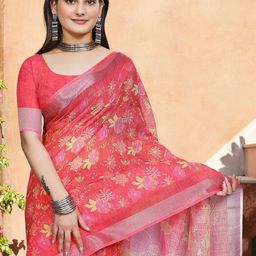 Anouk Rustic Floral Printed Block Print Saree image 4
