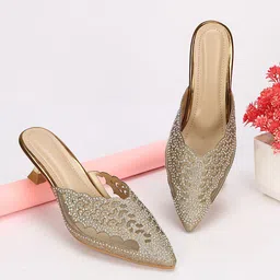 Ishransh Women Embellished Open Back Block Mules-picture-35