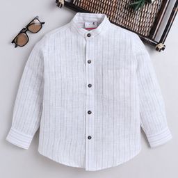 BAATCHEET Boys Relaxed Fit Vertical Striped Mandarin Collar Cotton Casual Shirt-image-76