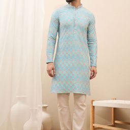 SWAGG INDIA Men Ethnic Motifs Embroidered Thread Work Kurta-image-86