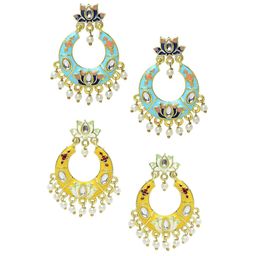 Anouk Set Of 2 Artificial Beaded Circular Shaped Meenakari Drop Earrings image 3
