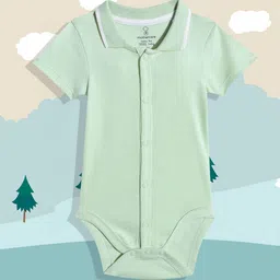 mothercare Unisex Solid Polo Collar Bodysuit-image-10