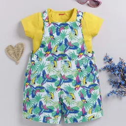 MIMINO Infant Girls Printed Cotton Dungaree With T-Shirt-picture-37