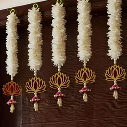 TIED RIBBONS White & Gold Toned 5 Pieces Hanging Lotus Torans-image-30