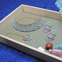 VATSALYA creation Alloy Gold- plated Turquoise Jewellery Set-25