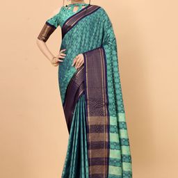DIVASTRI Woven Design Zari Silk Cotton Ikat Saree-10