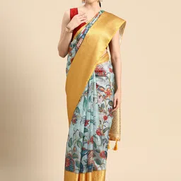 DIVASTRI Floral Zari Silk Blend Muga Saree-picture-42
