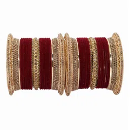 ZULKA Set Of 46 Cubic Zirconia Stones Studded & Beaded Bangles-picture-47