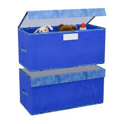 Aura Blue & white 2 Pieces Printed Storage Box With Lid-23