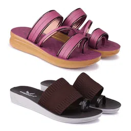BERSACHE Women Pack Of 2 One Toe Flats-picture-11