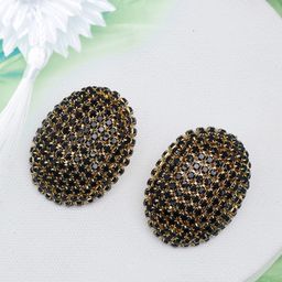 StyleCast Gold-Plated Rhinestone Studded Oval Shaped Drop Earrings-image-31