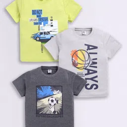 Here&Now X Game Begins Boys Assorted Pack Of 3 Typography Printed T-shirts-19